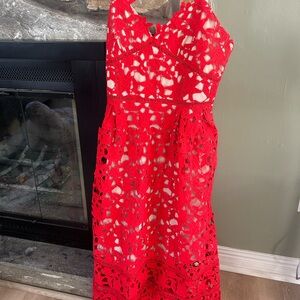 Red Lace Sleeveless Dress